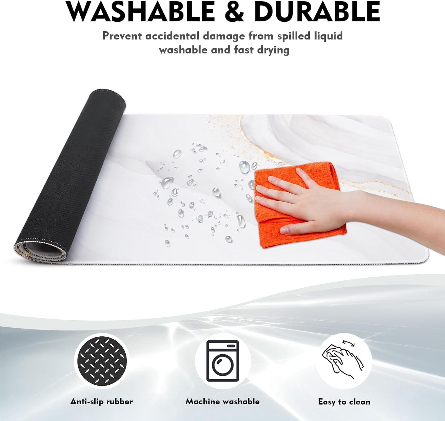 Gaming Mouse Pad, Large Mouse Pad for Desk, Desk Mat Extended Mousepad, with Non-Slip Rubber Base Desk Pad for Home Office Gaming (35.4"x15.7", White Marble)