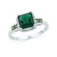 thumbnail image 1 of 10kt White Gold Womens Princess Lab-Created Emerald Solitaire Ring 1/5 Cttw, 1 of 1