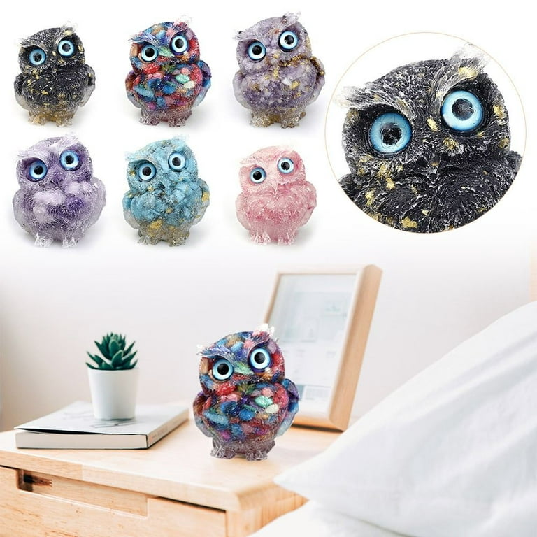 Natural Crystal Gravel Epoxy Owl Desktop Ornament Decorative Ornament Giant  Fake Diamond Car Gifts for Teen Girls 16-18 : : Home & Kitchen