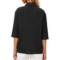 thumbnail image 4 of LIaqionyy Womens Shirts 3/4 Sleeve Tunic Tops Button down Loose Dressy Blouses V Neck Pullover Work Clothes, 4 of 7
