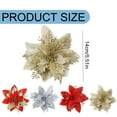 thumbnail image 3 of WMGHA Glitter Poinsettia Flowers Berries Stems Ornaments, Artificial Flowers with Berry Picks Floral Decorations for Christmas Tree Wreath Fireplace Xmas Party Decor, 3 of 4