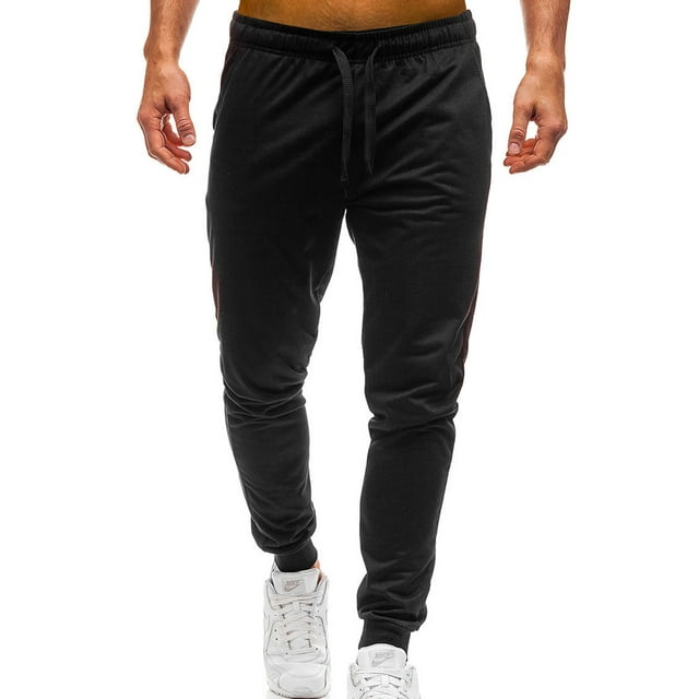 Innerwin Pantalon à Cordon pour Hommes, Sport, Taille Haute, Décontracté, Noir P