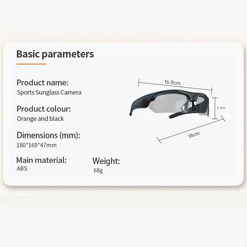 MOMOJIA Action Camera Glasses for Cycling Driving Fishing Full Resolution Video Registering