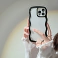 thumbnail image 1 of Cute Transparent Curly Wave Case For iPhone 16 Pro Max Funda For iPhone 15 11 12 13 14 Pro Max 16 Plus Candy Bumper Phone Cover Black For iPhone 14 ProMax, 1 of 6
