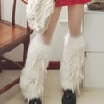 thumbnail image 2 of Women Faux Fur Fluffy Leg Warmers Ribbon Bow Top Soft Boot Cuffs Covers Carnival Costume Accessory, 2 of 6