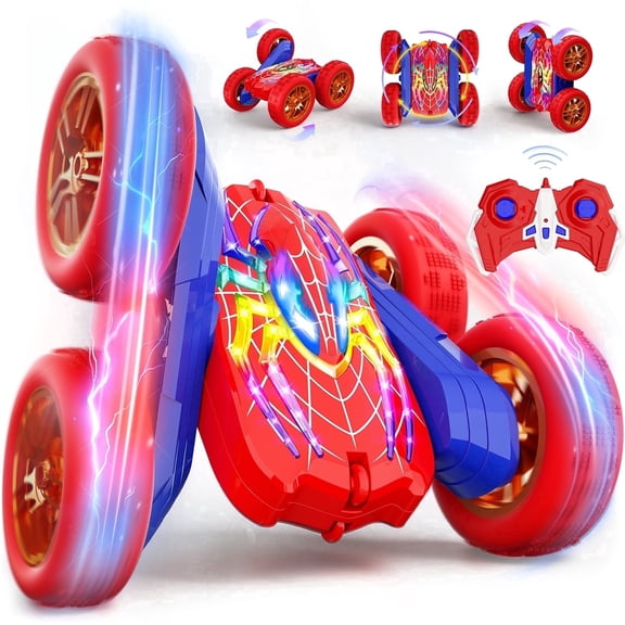 Aogsiyt Spider RC Car for Kids, 4WD Double Sided 360° Rotating Remote Control Car with Light and 2 Battery, Birthday Gifts for Boys Girls 3-12