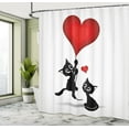 thumbnail image 5 of Ambesonne Valentines Shower Curtain, Cats Balloons, 69"Wx84"L, Vermilion Black, 5 of 5
