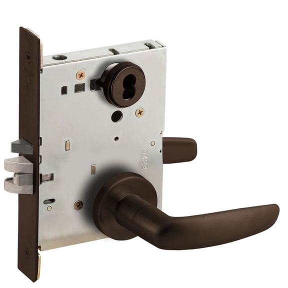 Schlage L9071B 07A 613 Grade 1 Classroom Security Mortise Lock SFIC Prep Less Core 07 Lever A Rose Dark Oxidized Satin Bronze Oil Rubbed Finish Field Reversible