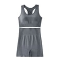 thumbnail image 2 of BLTIBY Shapewear Workout Sets for Women Two Piece Outfits Seamless Tummy Control High Waisted Biker Shorts and Sports Bra Yoga Gym Activewear Gray M, 2 of 5