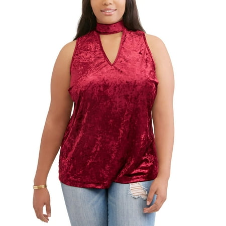 Junior Plus Crushed Velvet Swing Sleeveless Top