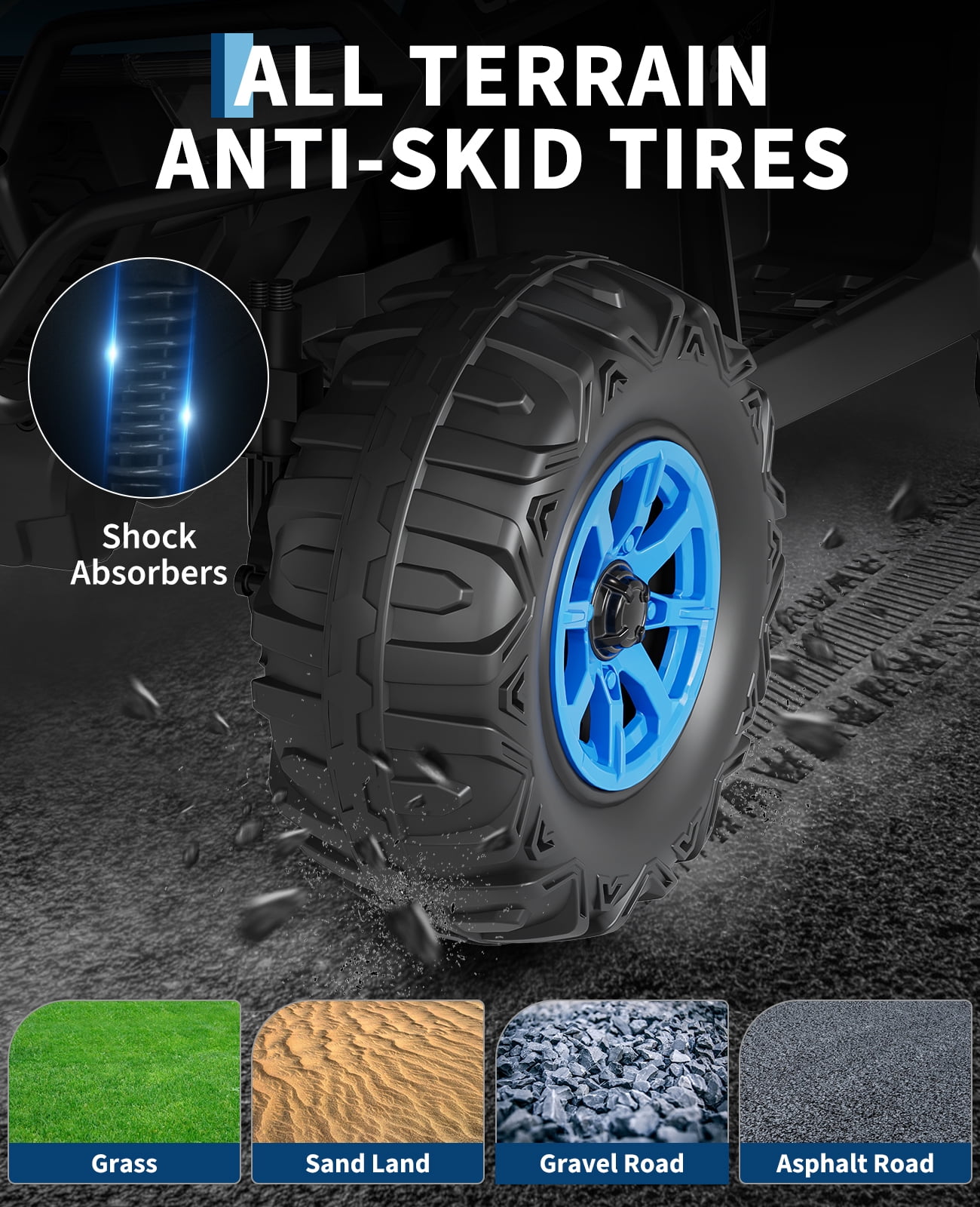 12V Electric Ride on Toys with Remote Control, Kids ATV with LED & Bluetooth, Dual 45W Motors & 3 Speed Electric Car for Kids