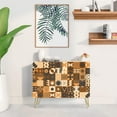 thumbnail image 2 of PixonSign Sideboard Buffet Cabinet, Kitchen Storage Cabinet with 2 Doors, Brown Polygon Collage Pattern, Cupboard Console Table for Dining Room - 35" L x 18" W x 29" H, 2 of 5