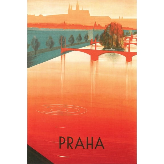 Art.com Prague Travel Poster Art Print, 12" x 18"