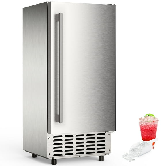 Commercial Nugget Ice Maker, 66lbs/24H Stainless Steel Under Counter Ice Maker, Self-Clean&24H Timer, Commercial Ice Machine with LCD Display, Ideal for Bar/Cafe/Restaurant