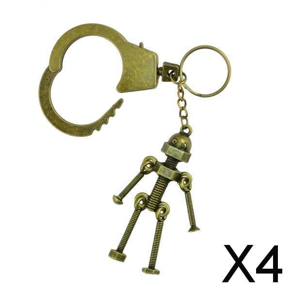 Paquete de 2-4 llaveros con colgante de Robot con tornillo Steampunk, novedad 4 piezas
