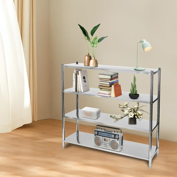 Stainless Steel Shelving, 4 Tier Adjustable Shelf Storage, Stainless Steel Heavy Duty Shelving