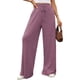 thumbnail image 3 of Pantalones de Pijama Holgados de Punto Suave con Bolsillos y Pernera Acanalada para Mujer con Cordón Ajustable. Rojo Púrpura L, 3 of 10