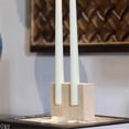 thumbnail image 3 of Vintage Candlestick Holder, 2 Holes Travertine Stone Candle Holder for Wedding,-Elegant Table Centerpiece A, 3 of 5