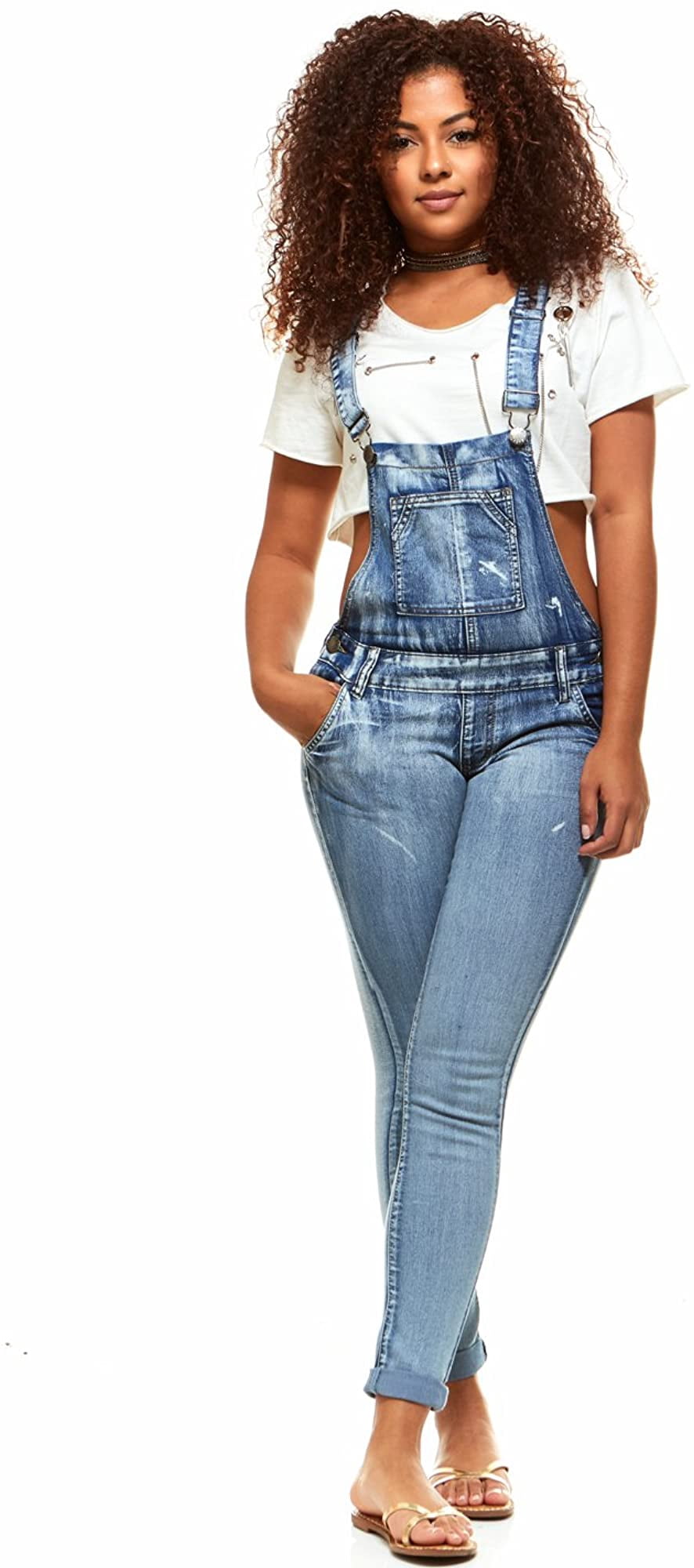 V.I.P.JEANS Womens Denim Overall Jeans 