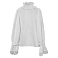 thumbnail image 6 of Long Sleeve Shirts for Women 2026 Spring Ruffle Lace Trim Button Down Dressy Casual Blouse Trendy Outfits, 6 of 6