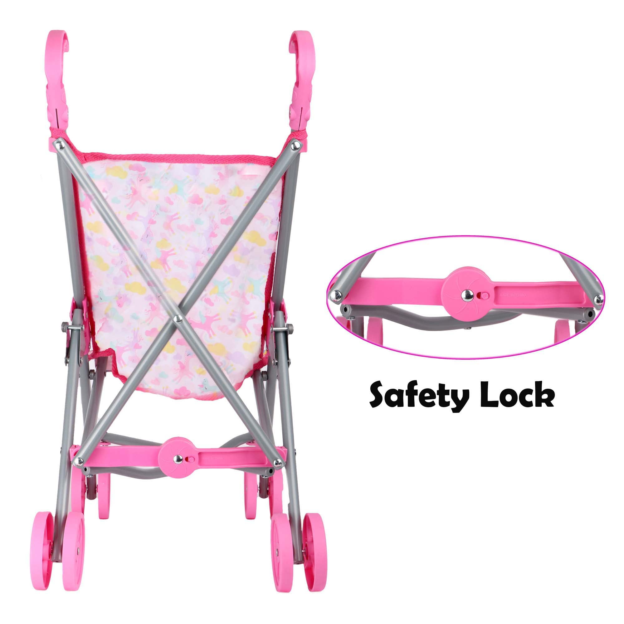 Dream Collection: Care Gift Set - 12" African American Baby Doll & Stroller - Unicorn-Pink-Purple, Toy Care Accessories, Bag & Extra Outfit, Kids 3+