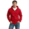 thumbnail image 3 of Port & Company PC90ZHT Mens Essential Fleece Full-Zip Hooded Sweatshirt, Red - 2XL Tall, 3 of 5