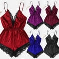 thumbnail image 3 of Summer New Sexy Fashion Women Lace Splice Trim Backless Bow Shorts V-Neck Bodysuit Women Sleep Wear Set, 3 of 5