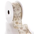 thumbnail image 2 of Ribbon Traditions Glitter Snowflakes Satin Wired Ribbon 2 1/2 Inch By 10 Yards - Light Gold, 2 of 3