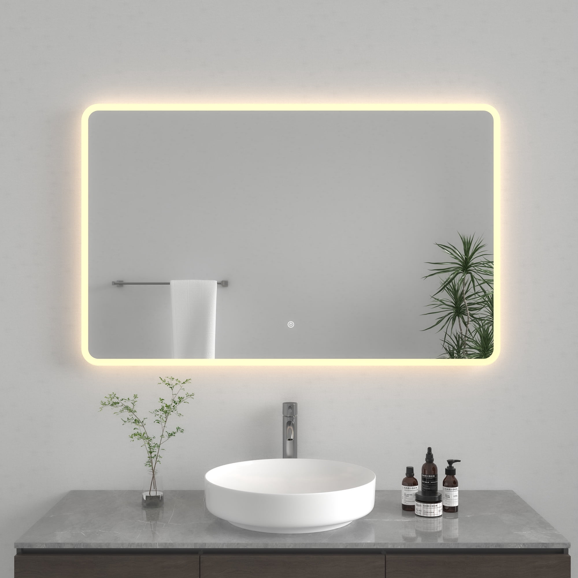 Kingston Brass MR2024830 Aurora 30-Inch x 48-Inch LED Bathroom Mirror, Front and Back Light, Anti-Fog, Dimmable Touch Sensor Lighted Mirror in Silver