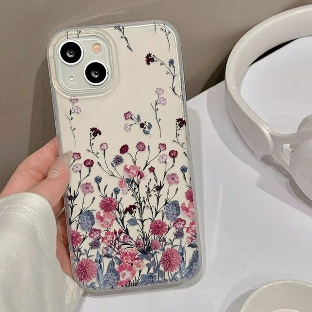 Flower Phone Case For iPhone 11 Case iPhone 13 16 15 Pro 12 14 Pro Max 12 Mini Shockproof Matte Silicone Soft Cover Clear Fundas