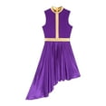 thumbnail image 3 of iiniim Women Asymmetrical Hem Sleeveless Dance Dress Lyrical Latin Cha Cha Performance Costume Purple XXL, 3 of 7