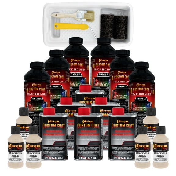 Custom Coat 33510 Sandstone T81 Urethane Roll-On, Brush-On or Spray-On Truck Bed Liner, 1.5 Gallon Kit with Roller Applicator Kit