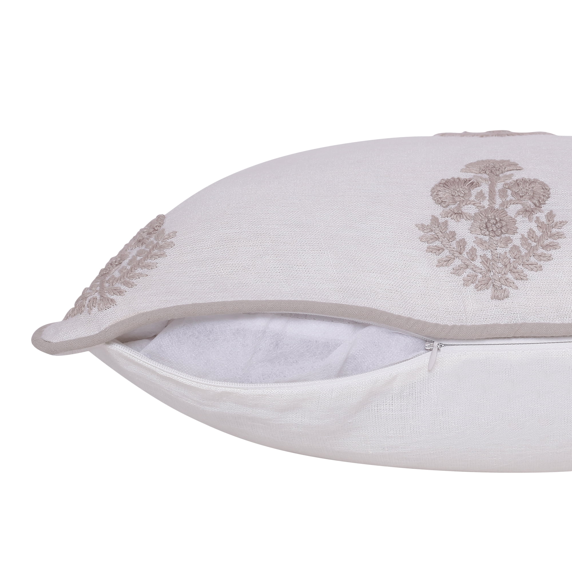 Harlow Hill Paul 20" x 20" Taupe/Ivory Floral Linen Adult Decorative Throw Pillow Cover
