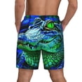 thumbnail image 2 of Lsque Mens Swim Trunks Colorful Stained Glass Crocodile Pattern - Bathing Suit Compression Liner - Beach Swim Shorts Swimwear - (S-3XL) - Stretch Quick Dry -Large, 2 of 9
