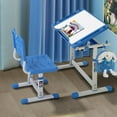 thumbnail image 4 of YRLLENSDAN Adjustable Height Study Table and Chairs for Kids 4-10 Years Old, School Student Desk and Chair Set for Children Homework, Reading Writing Drawing Desk for Kids Ages 4-10, Blue, 4 of 9