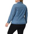 thumbnail image 3 of Unique Bargains Plus Size Denim Jackets for Women Classic Button Down Jean Jacket, 3 of 6