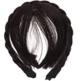 thumbnail image 1 of EeaseMX Pelucas sintéticas de moda, diadema, flequillo frontal, extensiones de cabello con flecos para mujeres y niñas (marrón oscuro), 1 of 7