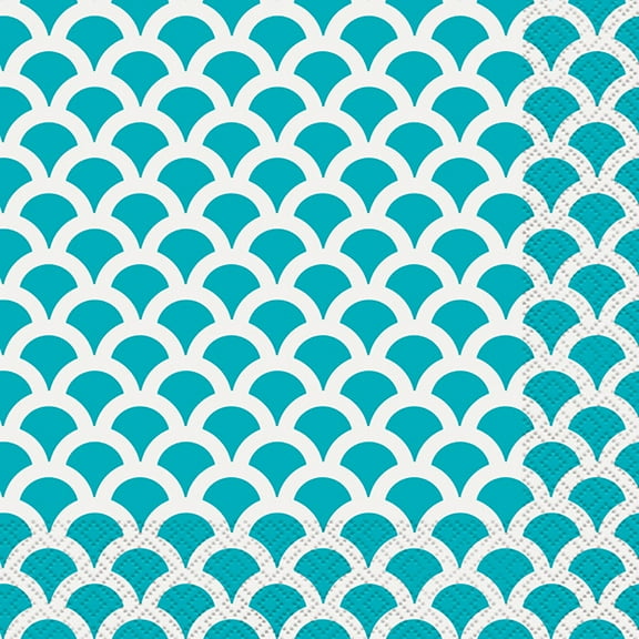 Scalloped Paper Lunch Napkins, Teal, 16ct
