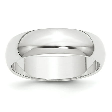 950 Wedding Ring - 950 Platinum 6 MM Half-Round Wedding Band Ring, Size 5