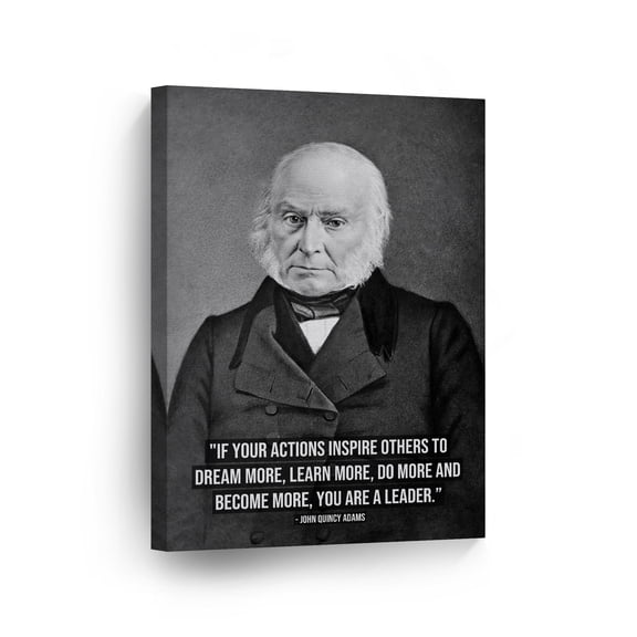 Smile Art Design 6th President of The United States of America John Quincy Adams Portrait Motivational Quote Inspirational Canvas Wall Art Print American History Office Living Room Home Decor 12x8