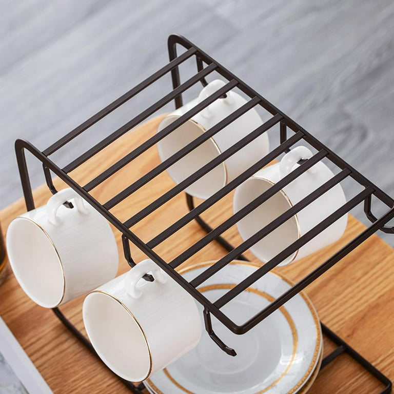 Cup Rack Mugs Holder Glass Cup Stand Storage Shelf Glassware Coffee Mug Water Cup Rack for Tabletop Cabinet Kitchen , 12 Hole, Size: 26x10x6CM