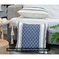 thumbnail image 6 of Cotton Woven Designer Throw Pillow Cover, Navy Blue / Cream White, 16 x 16 inches | Square Cushion Covers Set of 2, 6 of 8