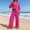 Hot Pink, variant on Caywon Womens 2 Piece Button Front Half Sleeve Top Wide Leg Pants Set Elastic Waist Loungewear Breathable Wrinkle-Free Casual Loose Fit Conjunto de Ropa para Mujer
