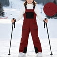 thumbnail image 2 of WAVSUF Girls Boys Snow Ski Overalls Multi Pockets Puffer Down Insulated Ripstop Snowboarding Winter Pants Red 6, 2 of 9