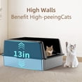 thumbnail image 2 of Jumbo Stainless Steel Litter Box, High Sided Metal Cat Litter Box for Large Cats & Multiple Cats, Odor Control, Anti-Leak & Easy Clean, Black, 2 of 7