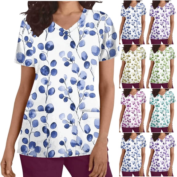 Sexlip Womens Swimsuit Set Ditsy Floral Print Cover Up Design V Neck Short Sleeve Casual Silhouette Soft Fabric for Summer Water Activities Blue L