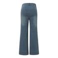 thumbnail image 3 of OSOLU Solid Color Women New 2025 Loose Wide Leg Large Size Casual Washed Button Micro Horn Jeans Women Cozy Pants Trousers Daily Relaxed Fit Breathable Bottoms, 3 of 7