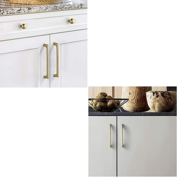 2 Pieces Brushed Brass Kitchen Drawer Door Handles, Furniture Door