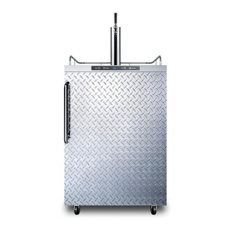 Summit Appliance SBC635MOSDPL 24" Outdoor Beer Dispenser with Single Tap Digital Thermostat Automatic Defrost Ground Fault Circuit Interrupter Casters and Top Guard Rail in Stainless Steel