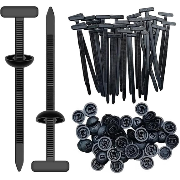 100 Pcs  Nylon Universal Cable Tie Buckle for Car, Automotive Zipper Clips, Plastic Rivet Grip Zip Ties, Push Pin Clip Auto Body Parts Trim, Snap-Fit Bumper Retainer Fender Liner Door Panel Fastener